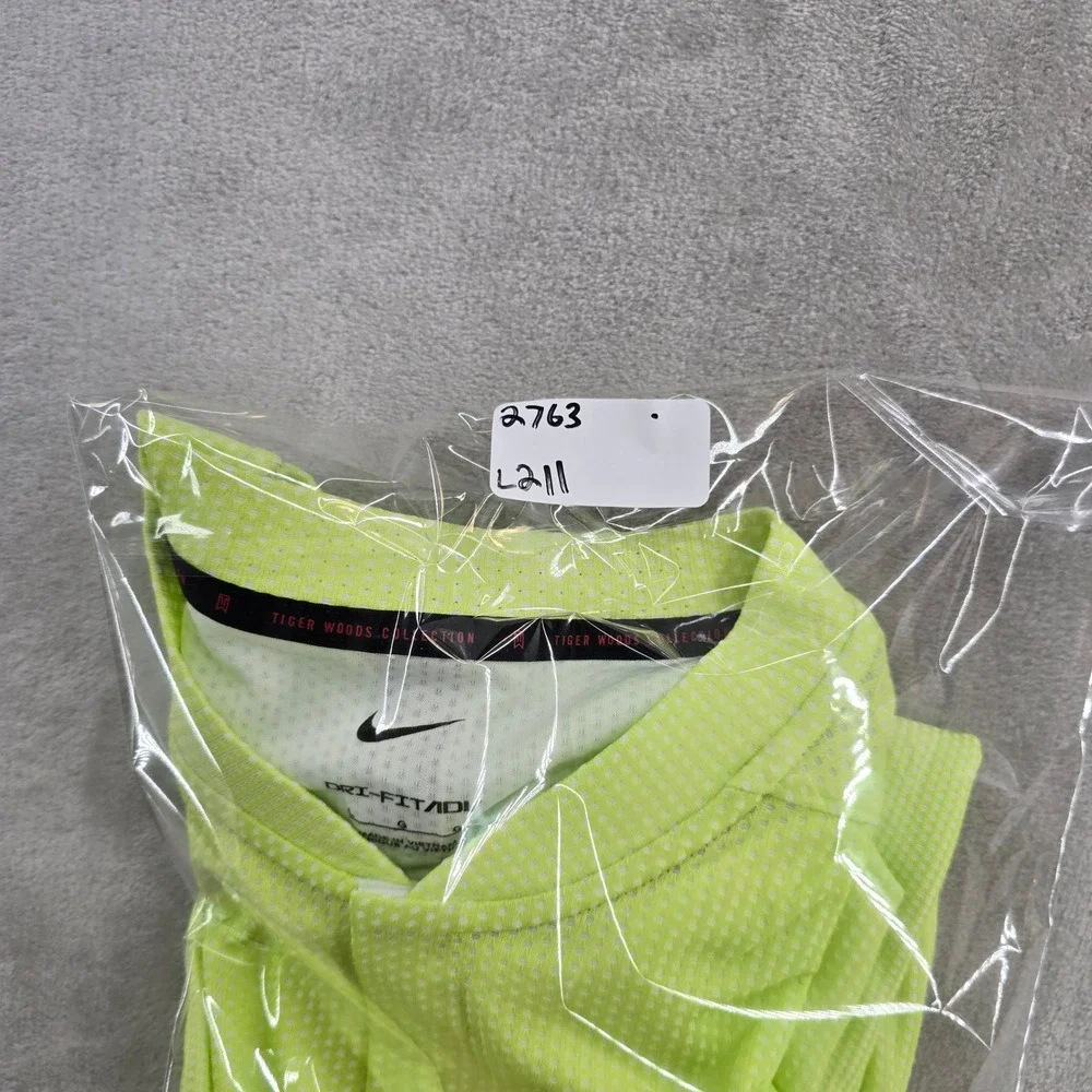Nike Tiger Woods Collection Polo Mens Large Lime Green Dri-Fit ADV Golf Shirt